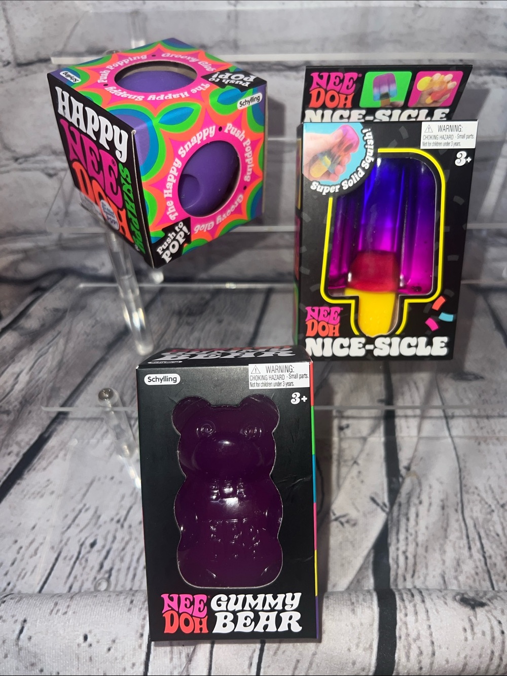 ‼️HTF 💜 NeeDoh Nice-Sicle, Gummy Bear, + Happy Snappy PURPLE bundle!!